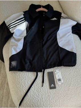 adidas Black and White windbreaker  3-Stripes Jacket